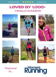 Collage of women runners with text about being 'loved by 1,000+ female runners' and featuring in 'Women's Running'.