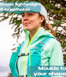 Close-up of Artemis Race Vest adaptive front wire and sliding sternum straps